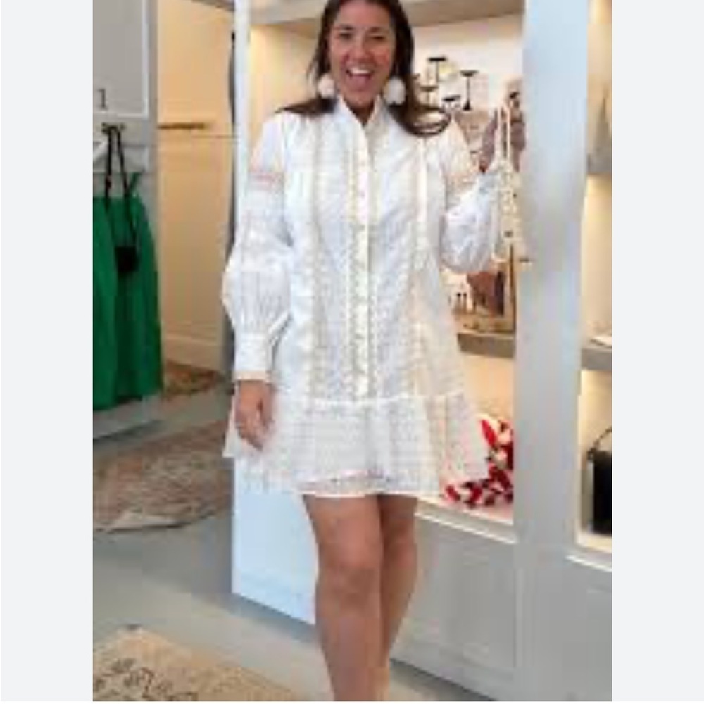 Beulah White with Ivory Embroidery Dress